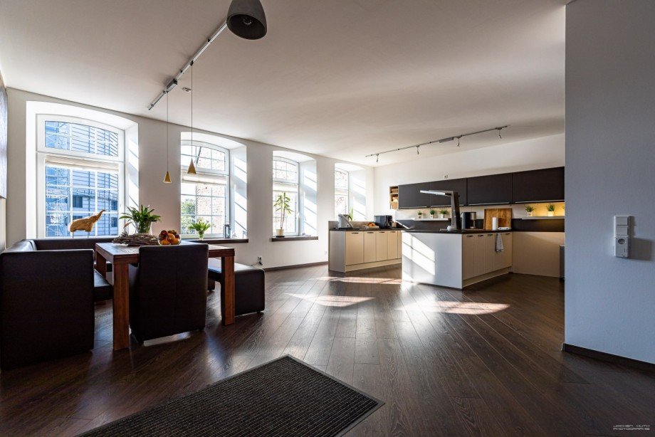 K�chenbereich von der Diele aus Loft-Studio-Atelier Wuppertal