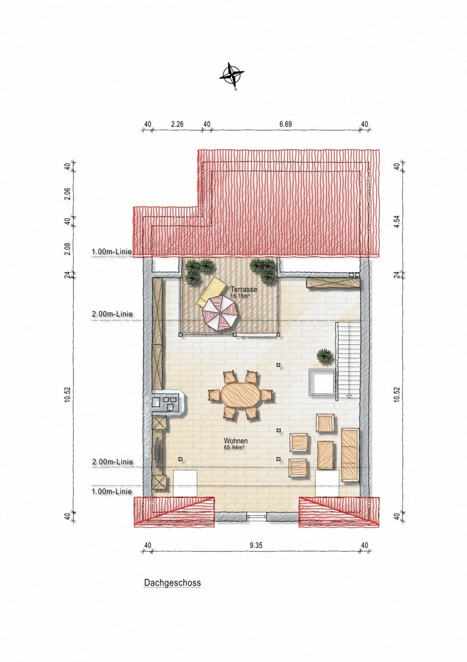 Grundriss d. DG Maisonettewohnung D�sseldorf