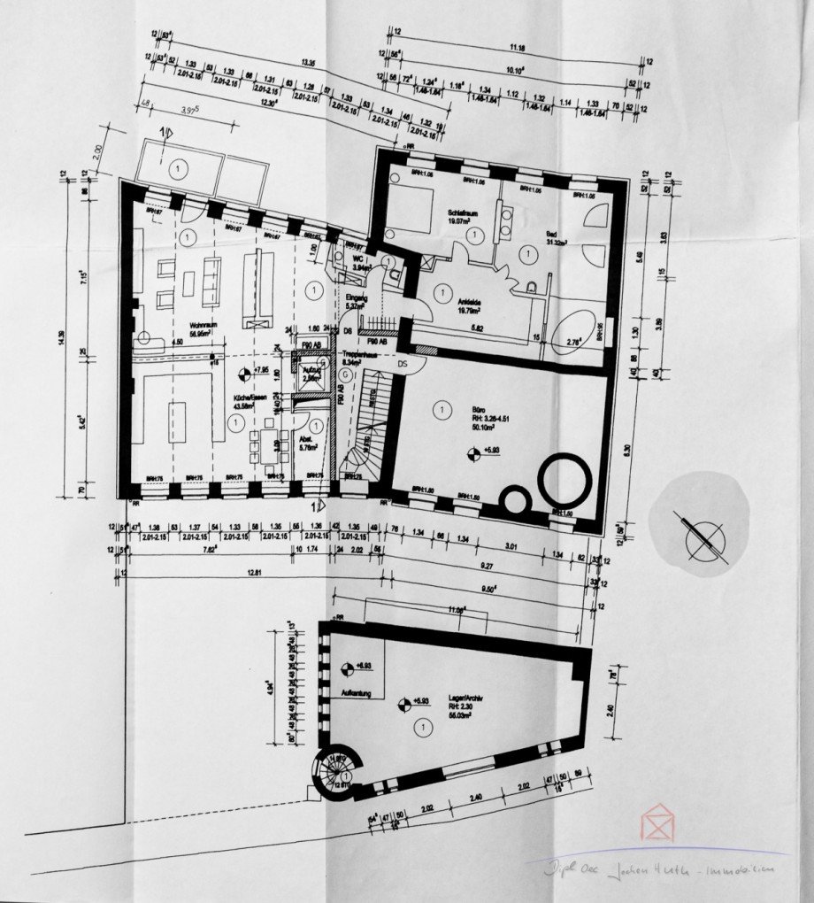 Grundriss Loft (2.OG) Haupthaus Loft-Studio-Atelier Wuppertal
