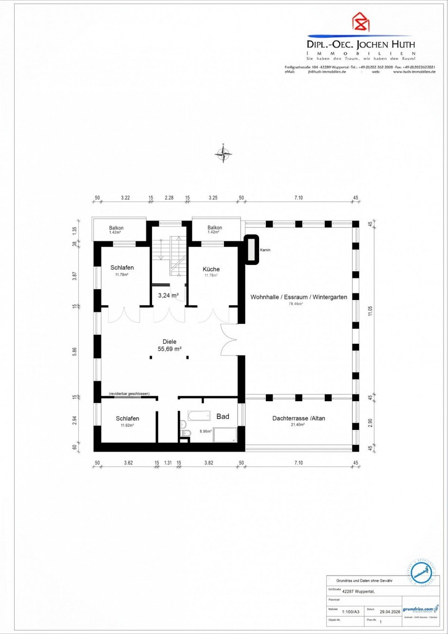 Grundriss (ohne Gew�hr) Etagenwohnung Wuppertal